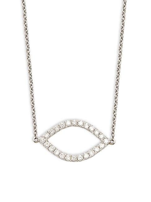 Nephora 14k White Gold & White Diamond Pendant Necklace
