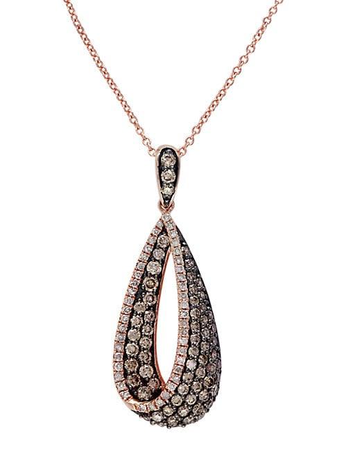 Effy Espresso 14kt. Rose Gold Brown And White Diamond Pendant Necklace