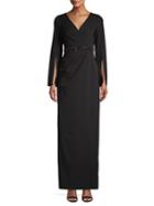 Adrianna Papell Split Sleeve Embellished Gown