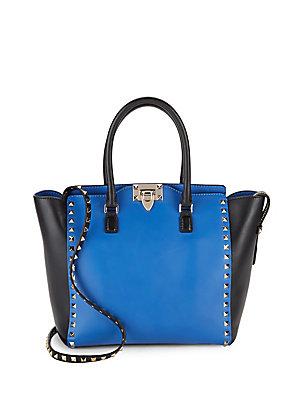 Valentino Colorblock Studded Leather Tote