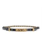 Moschino Chain & Leather Logo Skinny Belt