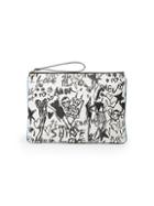 Lanvin Large Printed Leather Zip Pouch