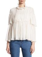 See By Chlo Pleated Bell-sleeve Blouse