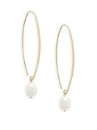 Saks Fifth Avenue Oval Pearl And 14k Yellow Gold Sweep Earrings