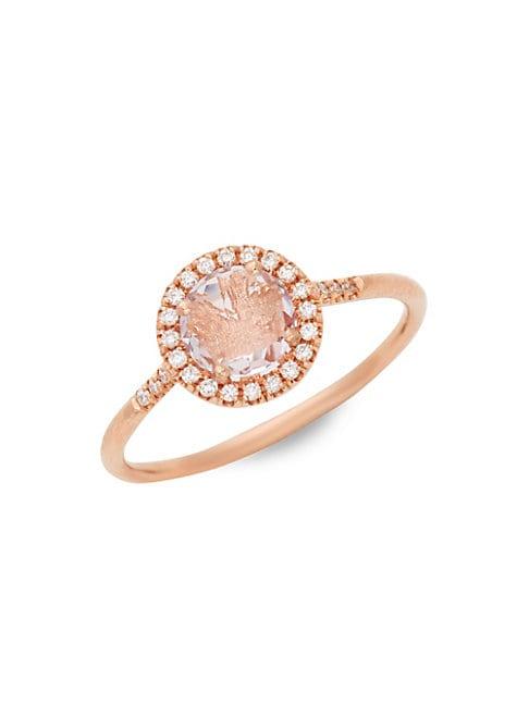 Suzanne Kalan 14k Rose Gold Diamond & Amethyst Bezel Ring