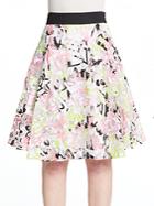 Milly Surrealist Printed Fil Coupe Skirt
