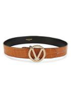 Valentino By Mario Valentino Giusy Croc-embossed Leather Logo Belt
