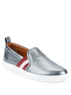 Bally Striped Leather Round Toe Sneakers