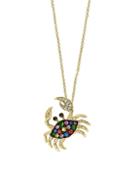 Effy Watercolors 14k Gold Multi Sapphire & Diamond Crab Pendant Necklace