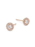Nephora 14k Rose Gold & Diamond Halo Earrings