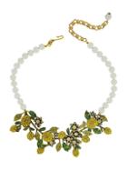 Heidi Daus A Lot Of Lemons Faux Pearl & Crystal Floral Bib Necklace