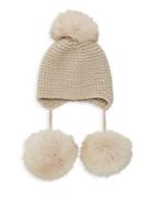 Inverni Triple Fox Fur Pom-pom Cashmere Hat