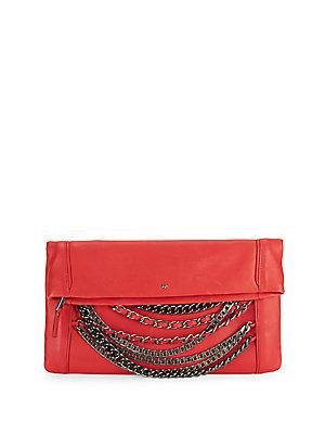 Ash Domino Fold-over Leather Clutch