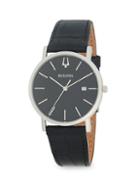 Bulova Stainless Steel & Leather-strap Watch