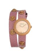 Versace Rose Goldtone Stainless Steel & Leather-strap Wrap Watch