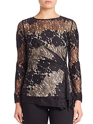 Natori Ruched Lace Top