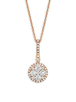 14k Rose Gold And White Diamonds Le Vian Pendant Necklace