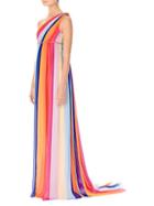 Carolina Herrera Rainbow Silk Tulle Column Gown