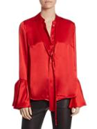 Saks Fifth Avenue Collection Silk Tie-neck Bell-sleeve Blouse