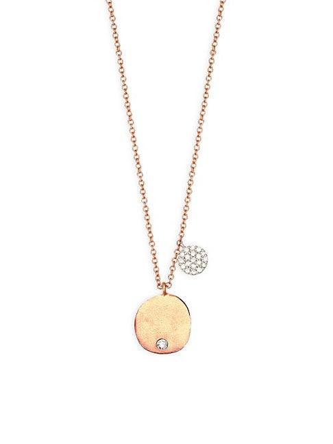 Meira T 14k Rose Gold & Diamond Disc Pendant Necklace