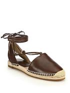 Michael Kors Collection Tiffany Leather Lace-up Espadrille Flats