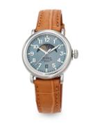 Shinola Runwell Stainless Steel & Alligator Moon Phase Strap Watch