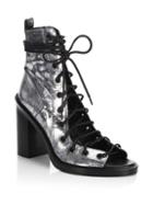 Ann Demeulemeester Metallic Leather Lace-up Sandals