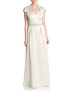 Theia Embellished Cap Sleeve Gown