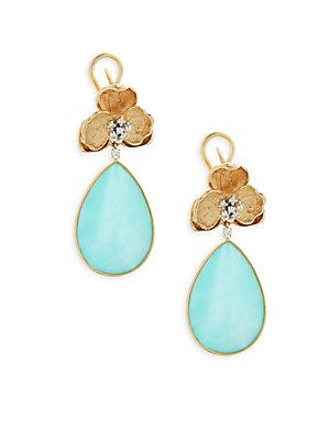 Michael Aram Mother-of-pearl & Diamond 18k Gold Drop Earrings