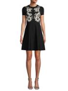 Valentino Embroidered Cotton-trimmed A-line Dress