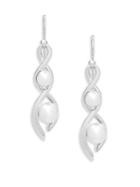 Majorica 6-8mm White Pearl And Sterling Silver Drop Earrings
