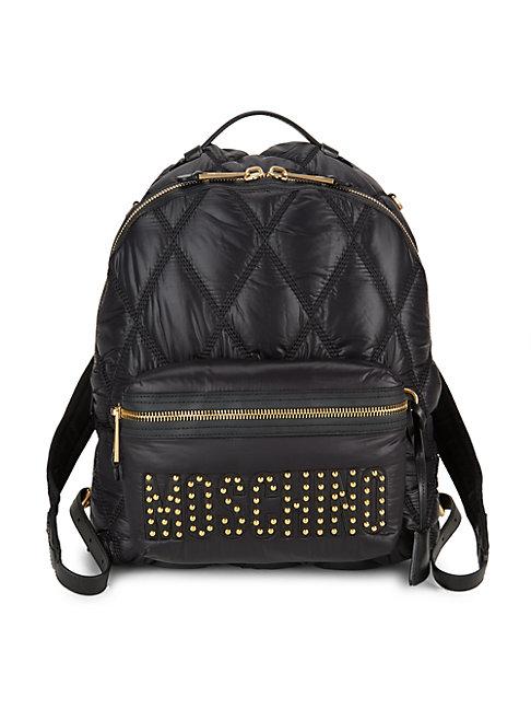 Moschino Studded Logo Quilted Backpack
