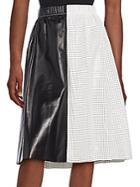 Proenza Schouler Colorblock Perforated Leather Skirt