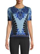 Versace Collection Printed Stretch-silk Top