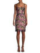 Milly Floral Embroidered Bustier Sheath Dress