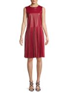 Redvalentino Pleated Leather Knee-length Dress