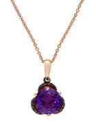 Effy Lavender Rose 14kt. Rose Gold And Amethyst Pendant Necklace With Brown Diamond Accents