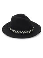 Karl Lagerfeld Paris Faux Pearl-embellished Wool Panama Hat