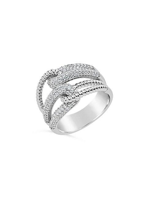 Sterling Forever Crystal And Sterling Silver Knot Band Ring