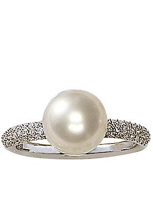 Effy 14 Kt. White Gold Freshwater Pearl And Diamond Ring
