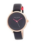 Ted Baker London Stainless Steel And Leather-strap Watch