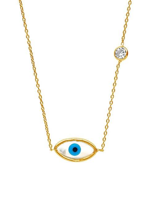 Sterling Forever Faux Mother Of Pearl Evil Eye Pendant Necklace