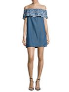 Romeo & Juliet Couture Floral Embroidered Denim Dress