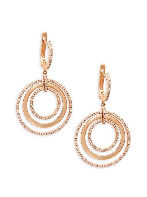 Effy 14k Rose Gold & White Diamond Drop Earrings