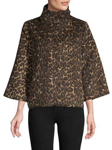 Dolce Cabo Leopard-print Notch Collar Jacket