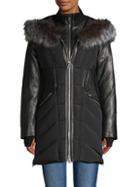 Nicole Benisti Series Courcheval Leather & Fox Fur Trim Down Jacket