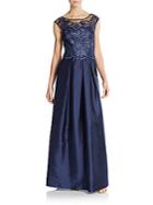 Kay Unger Floral Lace Ball Gown