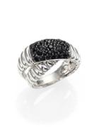 John Hardy Bedeg Black Sapphire & Sterling Silver Crossover Ring