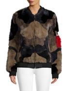 Adrienne Landau Rabbit Fur Bomber Jacket