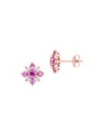 Sonatina 14k Rose Gold & Sapphire Floral Stud Earrings